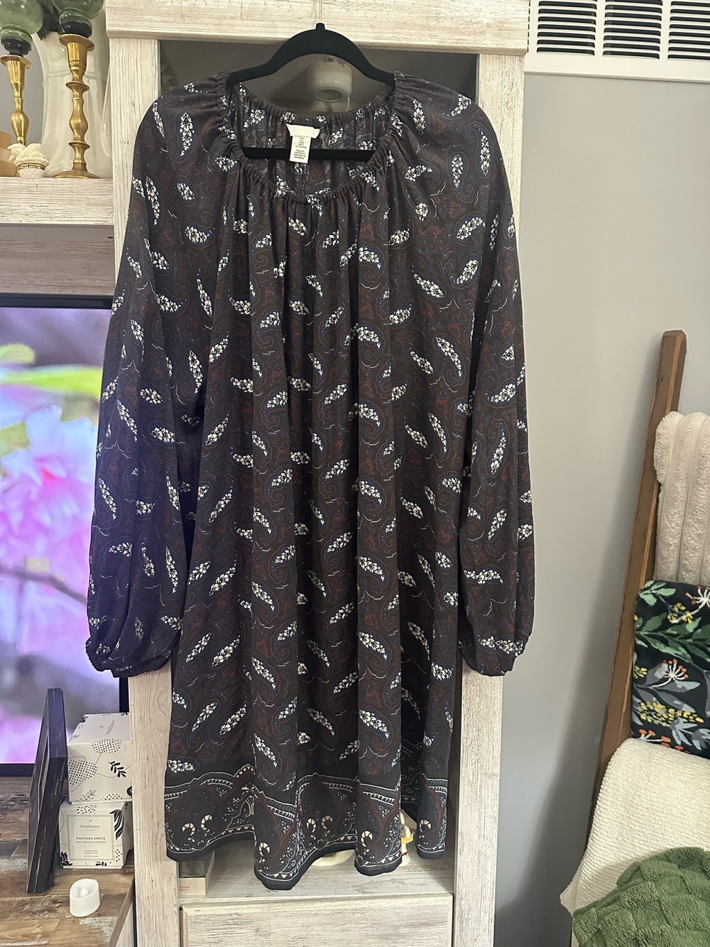 H&M Navy and Brown Patterned Dress